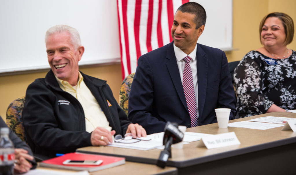 U.S. Rep. Bill Johnson, FCC Chairman Ajit Pai and Buckeye Hills Regional Council Executive Director Misty Crosby