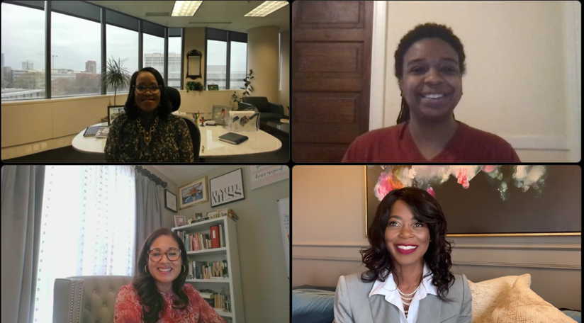 Women leaders talking on zoom