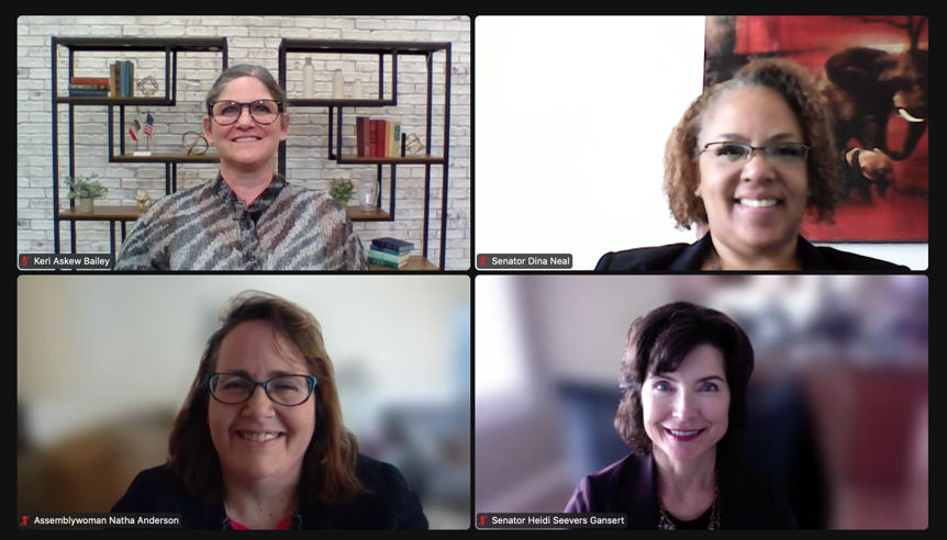 Women leaders talking on zoom